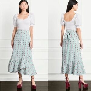 Hill House Aiko White Smocked Puff Sleeve Blouse Size XL